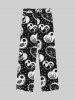 Gothic Skulls Skeleton Heart Cross Tombstone Moon Lip Print Drawstring Valentines Wide Leg Sweatpants For Men -  
