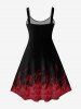Plus Size Valentine's Day Rose Flower Heart Ribbon Flame Print Tank Dress -  