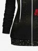 Plus Size Valentine's Day Rose Flowers Butterfly Crystal Colorblock Glitter 3D Print Pockets Zip Up Drawstring Hoodie -  