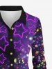 Robe Chemise Brillante 3D Etoile Galaxie Imprimée Grande Taille à Paillettes avec Boutons - Concorde 3X