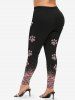 Plus Size Cat Claws Sparkling Sequin Glitter 3D Print Leggings -  
