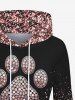Plus Size Cat Claw Sparkling Sequin Glitter 3D Print Pullover Drawstring Hoodie -  