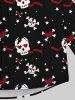 Chemise Gothique Etoile Cœur Crâne Imprimés Saint-Valentin avec Boutons pour Homme - Noir M