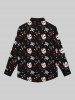 Chemise Gothique Etoile Cœur Crâne Imprimés Saint-Valentin avec Boutons pour Homme - Noir 3XL