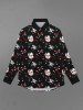 Gothic Valentine's Day Skulls Heart Stars Print Buttons Shirt For Men -  