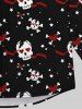Gothic Valentine's Day Skulls Heart Stars Print Buttons Shirt For Men -  