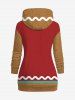 Sweat à Capuche de Noël Bonbon et Nœud Papillon Imprimés Grande Taille à Cordon - café 7XL