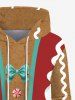 Sweat à Capuche de Noël Bonbon et Nœud Papillon Imprimés Grande Taille à Cordon - café 7XL