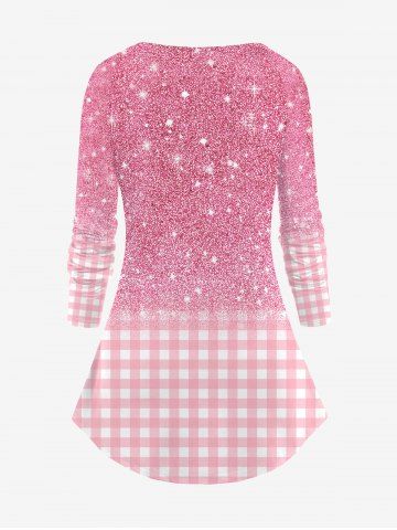 Christmas Tree Ball Snowman Snowflake Plaid Sparkling Sequin Glitter 3D Printed Raglan Sleeve T-shirt and Leggings Plus Size Matching Set