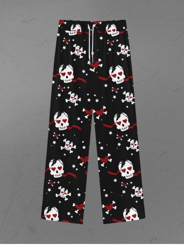 Gothic Rose Skull Print Valentines Leggings [34% OFF]