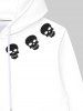 Gothic Skulls Flame Colorblock Print Fleece Linging Drawstring Hoodie For Men -  