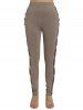 Plaid Print Panel Buckle Long Leggings -  