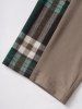 Plaid Print Panel Buckle Long Leggings -  
