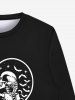 Sweat-shirt Imprimé Squelette et Coeur Saint-Valentin à Col Ras du Cou pour Homme - Noir 4XL