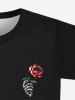 Gothic Valentine's Day Rose Flower Skeleton Claw Print T-shirt For Men -  