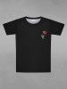 T-shirt Imprimé Squelette et Fleur Saint-Valentin Style Gothique pour Homme - Noir 3XL