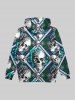 Gothic Rose Flowers Skulls Cross Stitch 3D Print Fleece Lining Drawstring Hoodie For Men -  