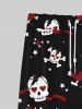 Gothic Valentine's Day Skulls Skeleton Heart Ribbons Print Wide Leg Drawstring Sweatpants For Men -  