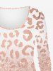 Plus Size Colorblock Leopard Sparkling Sequin Glitter 3D Print Long Sleeve T-shirt -  