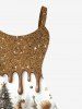 Plus Size Glitter Sparkling Paint Drop Christmas Tree Hat Santa Claus Plaid Snowflake Gift Box Print A Line Tank Dress -  