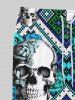Gothic Skulls Rose Flowers Cross Stitch 3D Print Drawstring Jogger Pants For Men -  