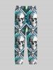 Pantalon de Jogger Imprimé à Rose et Crâne à Corde Croisée 3D pour Homme - Multi-A XS
