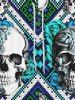 Gothic Skulls Rose Flowers Cross Stitch 3D Print Drawstring Jogger Pants For Men -  