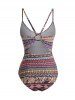 Tribal Print O Ring Back One-piece Swimsuit -  