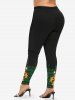 Plus Size Christmas Tree Snowflake Gingerbread Star Plaid Striped Print Skinny Leggings -  