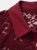 Half Button Lace Panel Mesh Dress -  