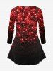 Plus Size Christmas Ball Flower Snowman Snowflake Sparkling Sequin Glitter 3D Print Long Sleeve T-shirt -  