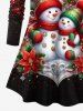 Plus Size Christmas Ball Flower Snowman Snowflake Sparkling Sequin Glitter 3D Print Long Sleeve T-shirt -  