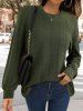 Drop Shoulder Cable Solid Crew Neck Pullover Sweater -  
