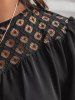 Blouse en Mousseline à Détail Dentelle à Manches Lanternes - Noir M | États-Unis 6