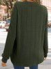 Drop Shoulder Cable Solid Crew Neck Pullover Sweater -  