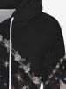 Plus Size Rose Flower Trim Rhombus Cat Bowknot Galaxy Print Pocket Drawstring Pullover Hoodie -  