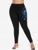 Plus Size Galaxy Owl Dream Catcher Feather Tassel Print Leggings -  