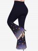 Plus Size Glitter Sparkling Stars Print Ombre Pull On Flare Pants -  