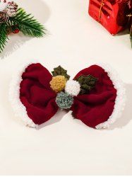 Fashion Christmas Bowknot Glitter Striped Leaf Fur Trim Fluffy Ball Hair Clip -  