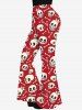 Gothic Skulls Crown Bone Print Pull On Flare Pants -  