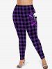 Plus Size Skull Skeleton Cross Plaid Checkered Attrited 3D Print Leggings -  