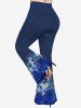 Pantalon Évasé à Paillettes 3D Tie-Dye Grande Taille - Bleu 6X