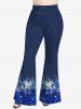 Pantalon Évasé à Paillettes 3D Tie-Dye Grande Taille - Bleu 6X
