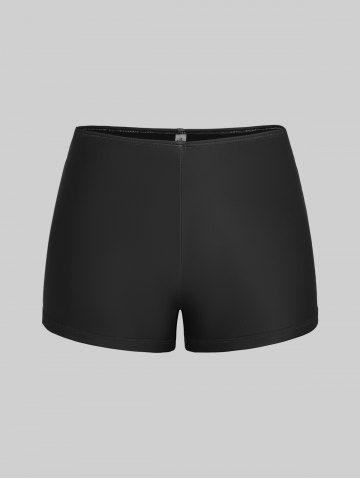 Plus Size Ombre Two Tone Crisscross Panel Backless Boyshorts Tankini Set