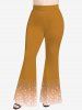 Plus Size Christmas Gingerbread Color Sparkling Sequin Glitter Tassel 3D Print Flare Disco Pants -  