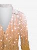 Plus Size Christmas Gingerbread Color Sparkling Sequin Glitter Tassel 3D Print Buttons Shirt -  