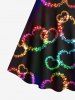 Robe Ligne A Cœur Lumière Colorée Imprimés de Grande Taille à Manches Courtes - Multi-A 1X