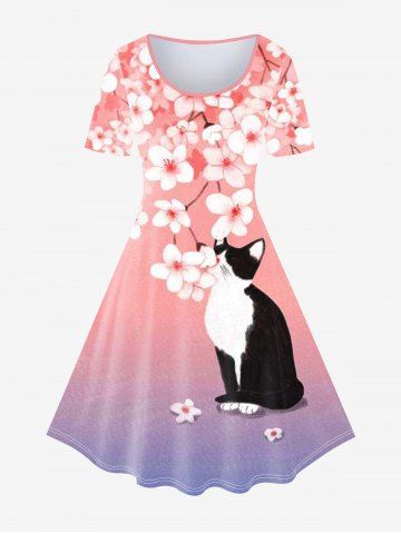 Cat print dress plus size best sale