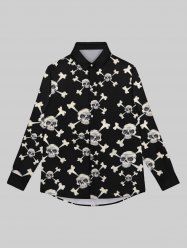 Chemise Gothique Crâne Squelette Imprimées Boutonnée pour Homme - Noir XL