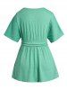 Plus Size Heather Surplice Plunging Neck High Waisted Long T Shirt -  
